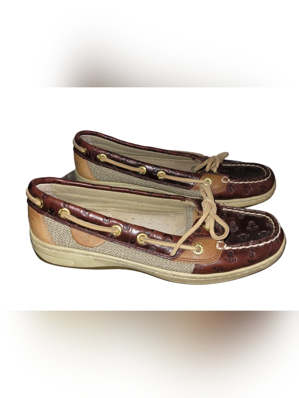 Sperry Top-Sider Women's Angelfish Brown & Tan Leather Nautical Boat Shoes 6.5 M